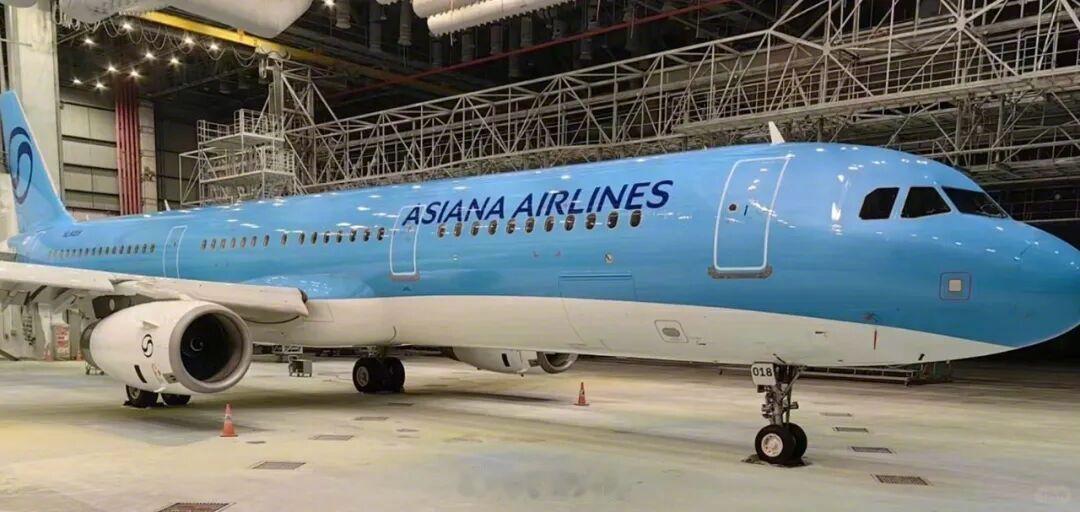 网上流传着一张第一架完成涂装更换的韩亚航空A321照片，可以看到涂装底色就是大韩