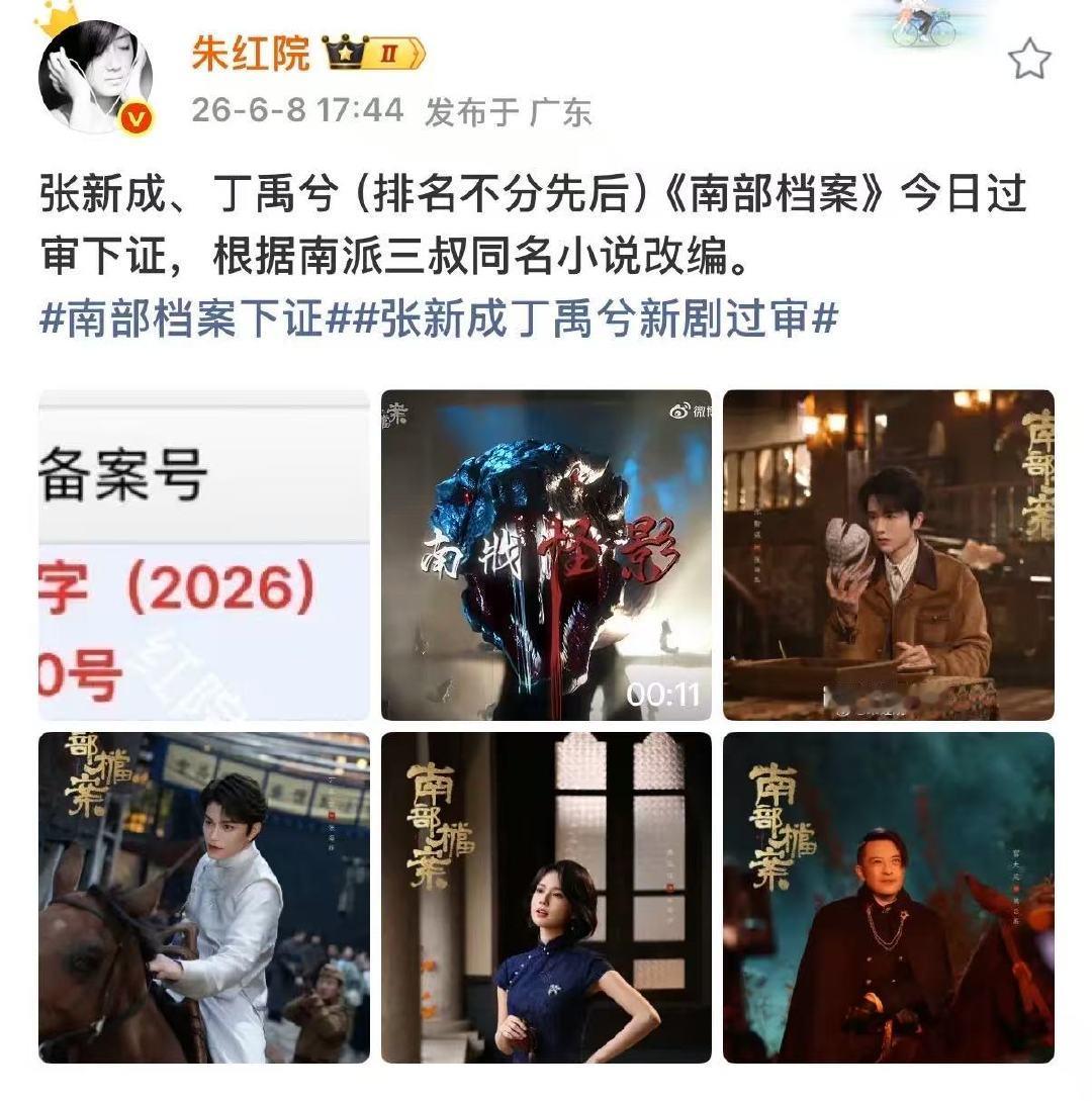 张新成丁禹兮新剧过审下证 哇塞 