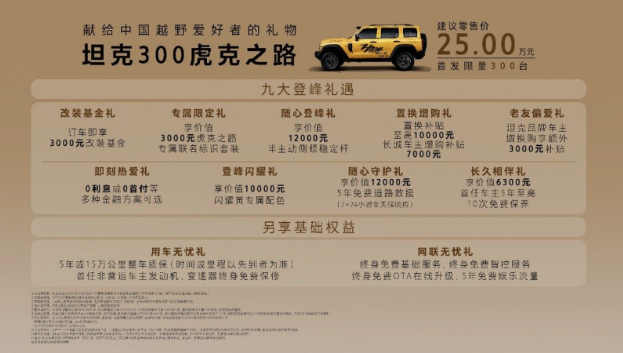 售价25万！坦克300虎克之路上市 ​​​