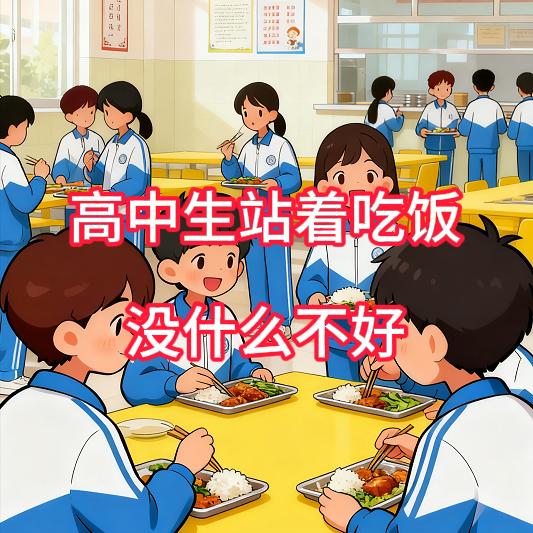 高中生站着吃饭没什么不好。

高中生站着吃饭不好吗？我认为有可能是好的。
一来，