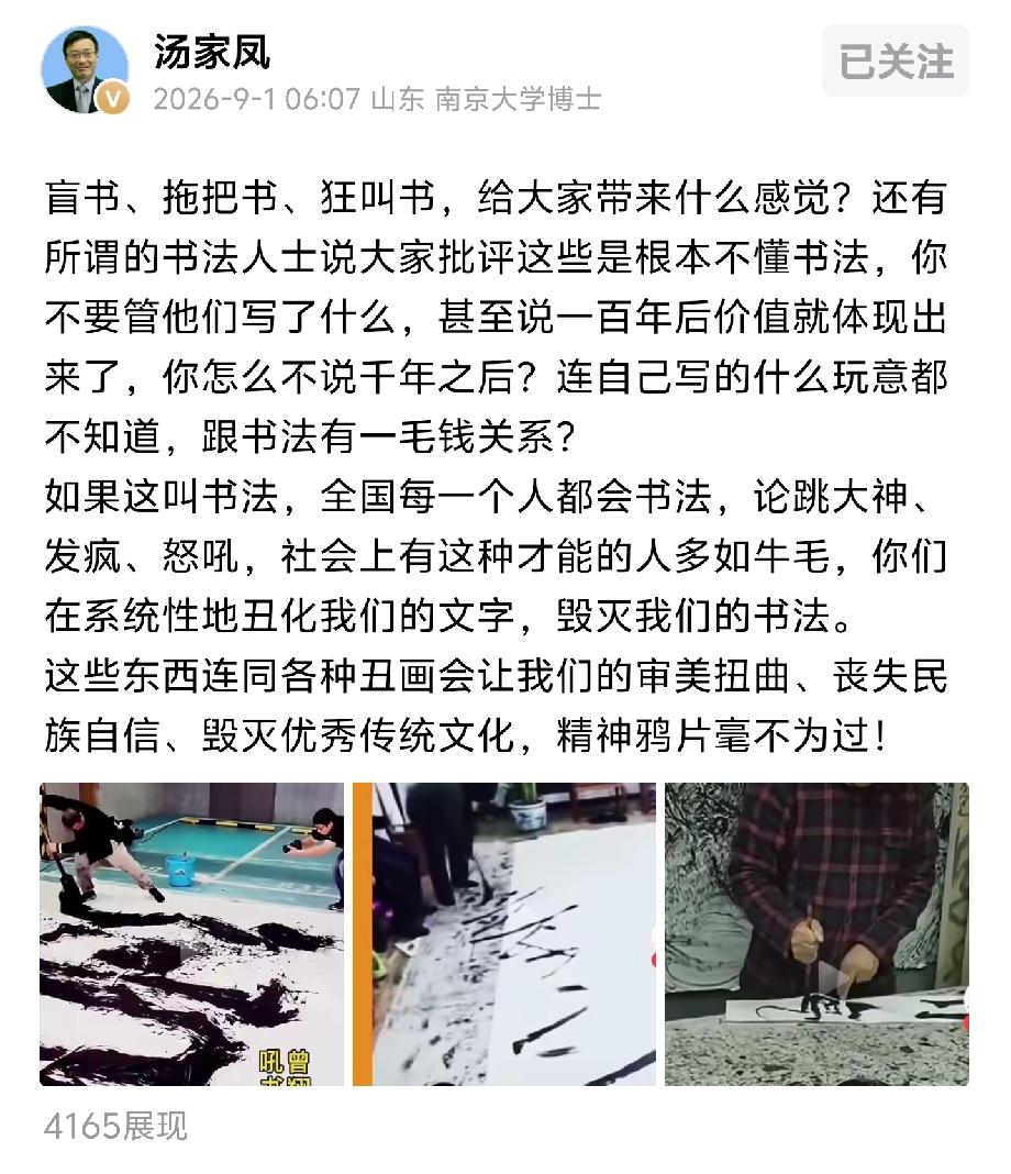 盲书、拖把书、狂叫书。

有人在纸上乱涂乱画，有人拿拖把蘸墨满地打滚，有人对着宣
