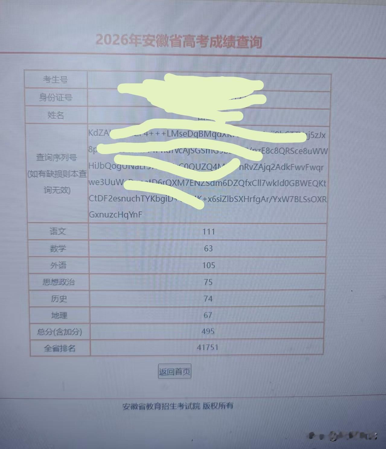 这两天高考成绩下来了，几家欢喜几家愁，外甥女的成绩也下来了，过本科线5分，这就比