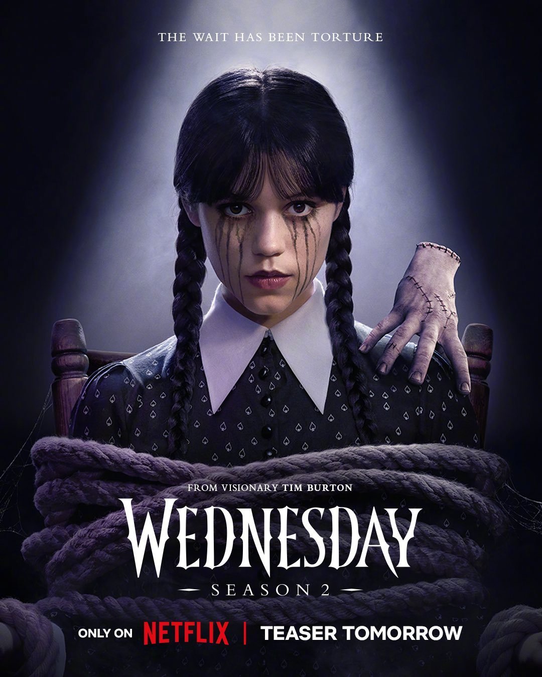 Netflix热剧《星期三》第二季首曝海报，先导预告也即将发布，“等待是折磨” 