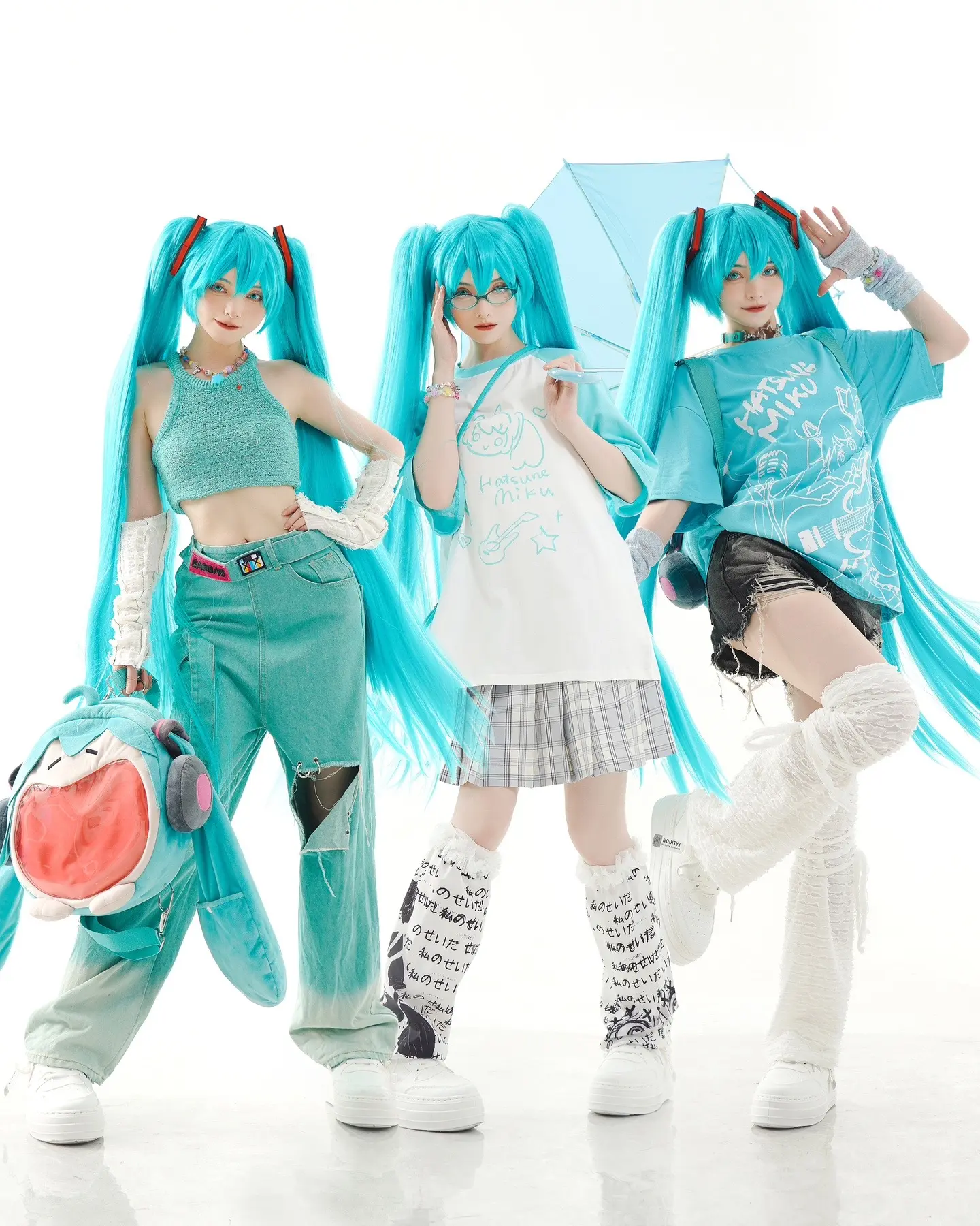 私搭几套Miku味穿搭🩵🤍。自搭了三套miku！🥰 （有时候出门...