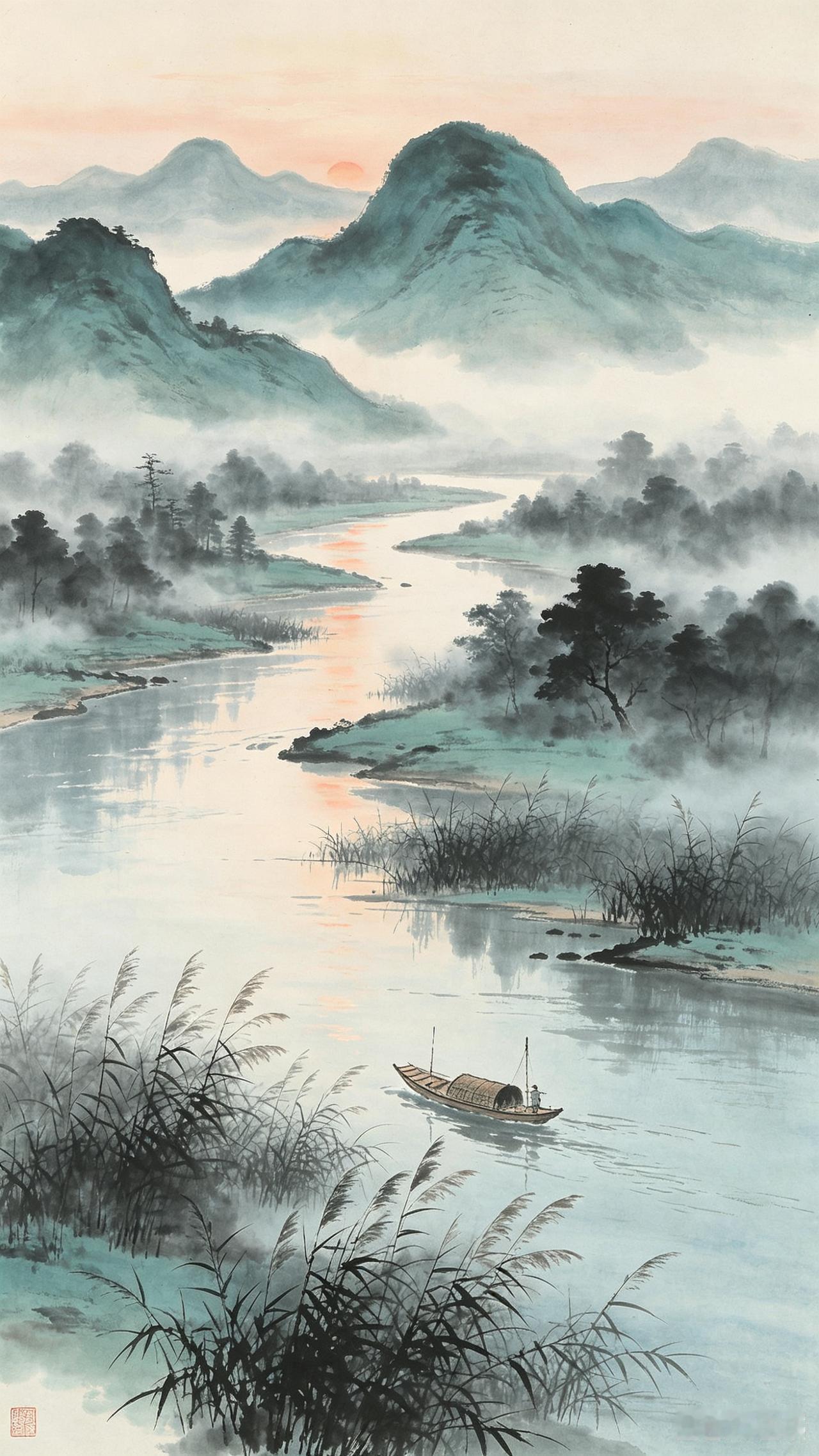 《中吕》醉高歌带摊破喜春来旅中、顾德润。
长江远映青山，回首难穷望眼。
扁舟来往