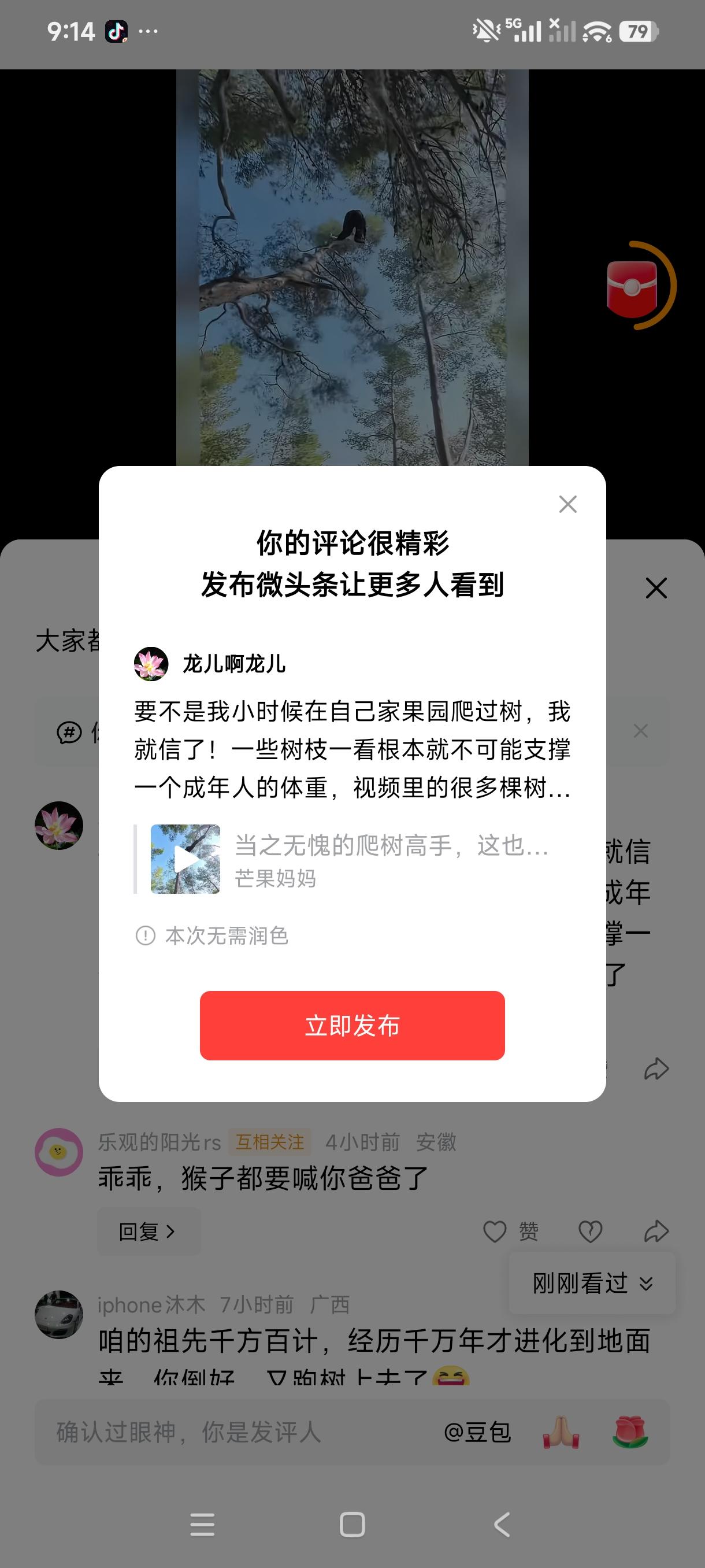 要不是我小时候在自己家果园爬过树，我就信了！一些树枝一看根本就不可能支撑一个成年