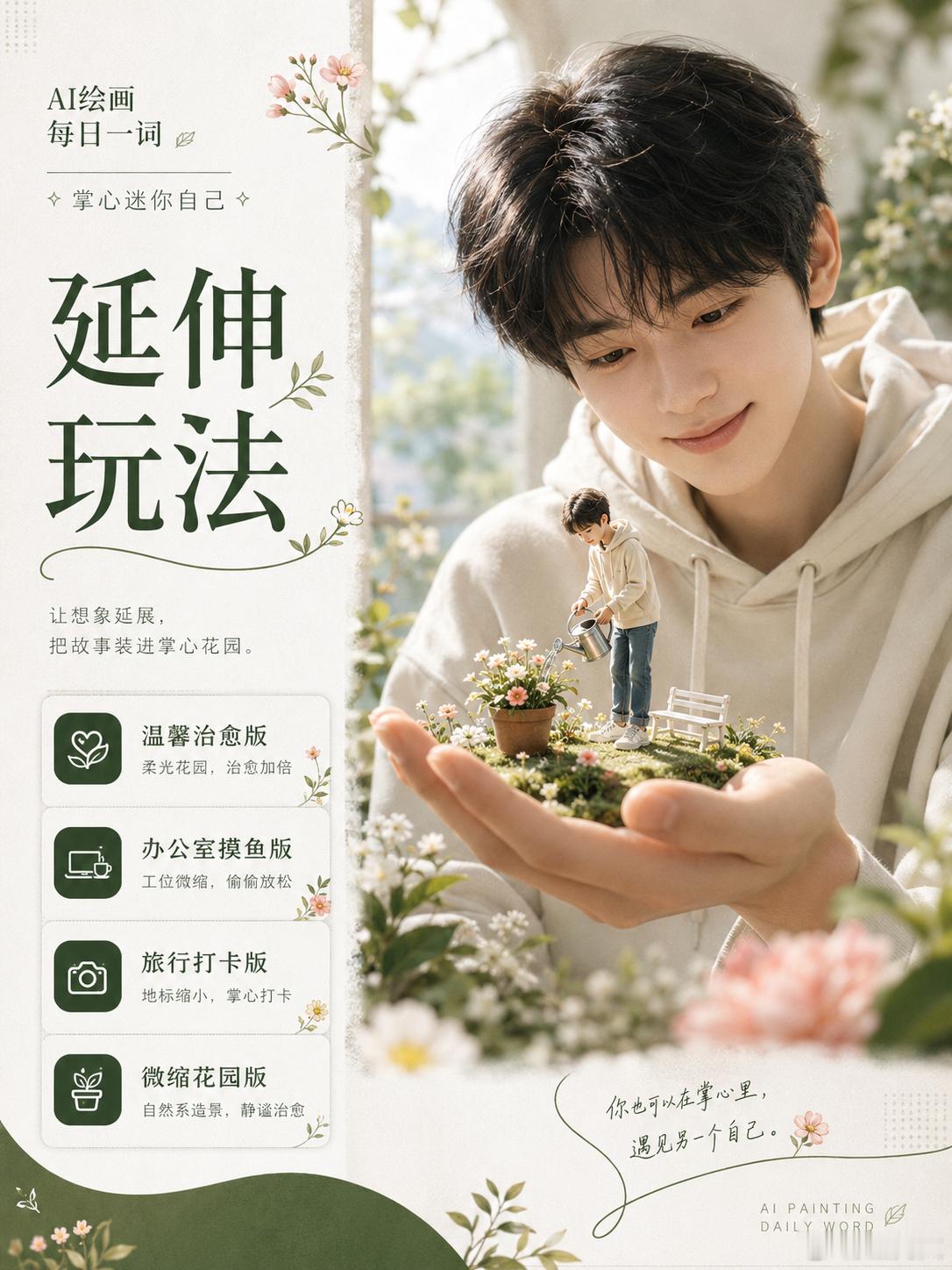 【AI绘画每日一词】掌心迷你自己自拍玩到审美疲劳？换个高反差玩法试试：正常大小的