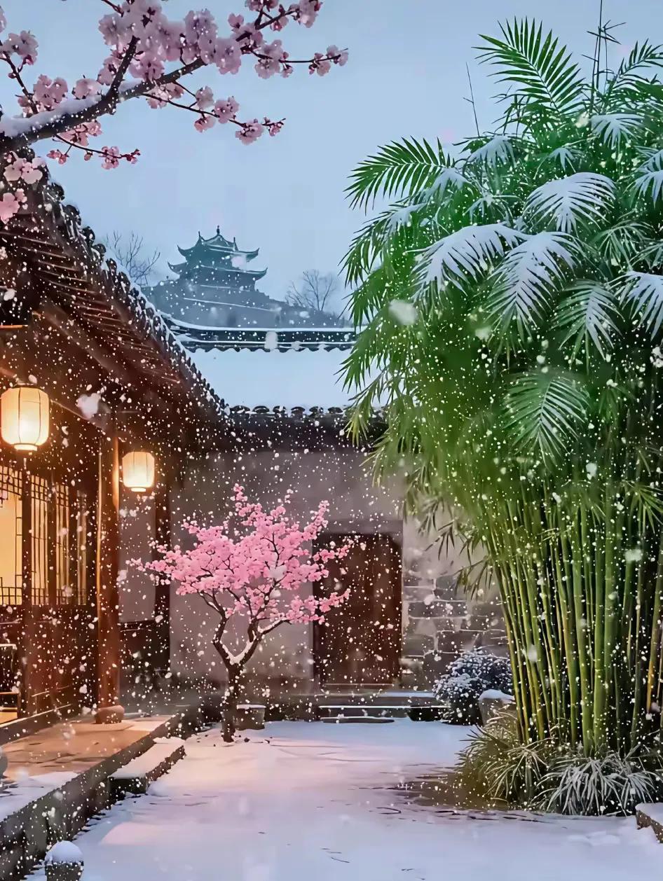 雪花本是天上客，
孩子原为自家墙。
横批：《雪花与孩子》