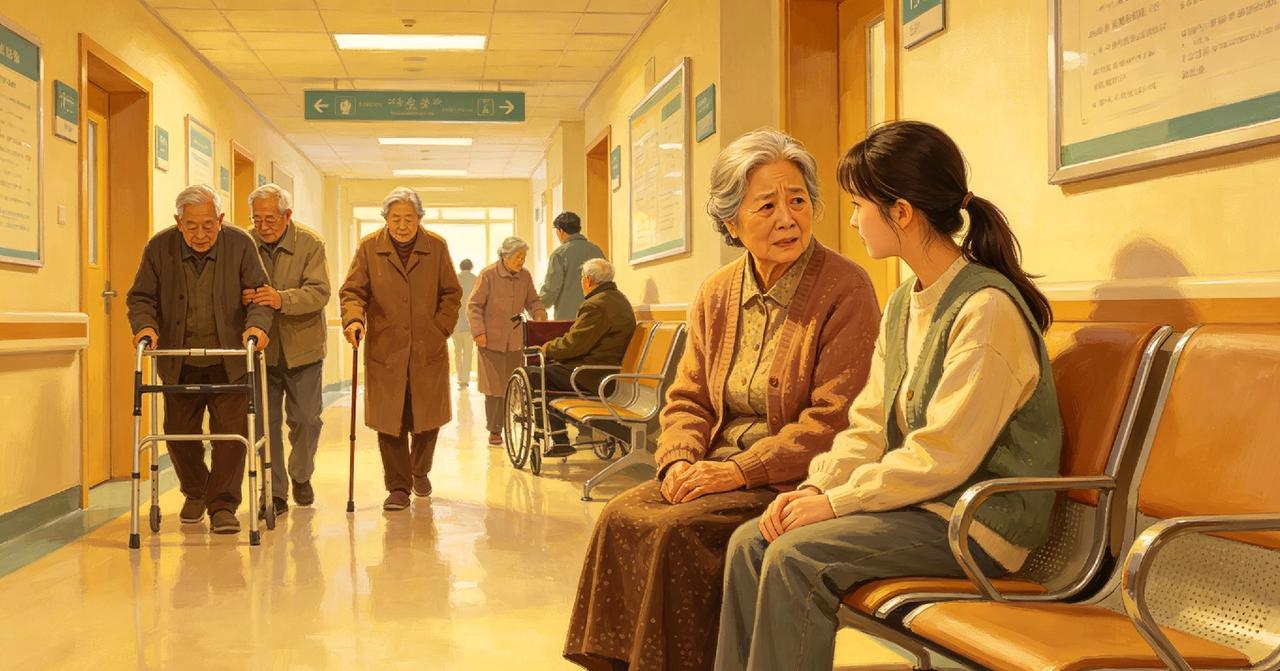 今天陪着婶婶去医院看望大姑妈。
姑妈腰椎不好，正在住院做理疗，病房里人多又拥挤，