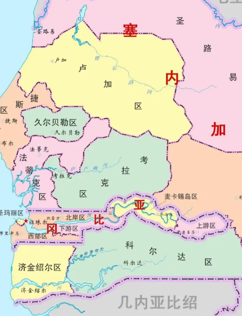 冈比亚如同一条毛毛虫钻进塞内加尔体内!
在人类历史上大约在公元9至10世纪，经商