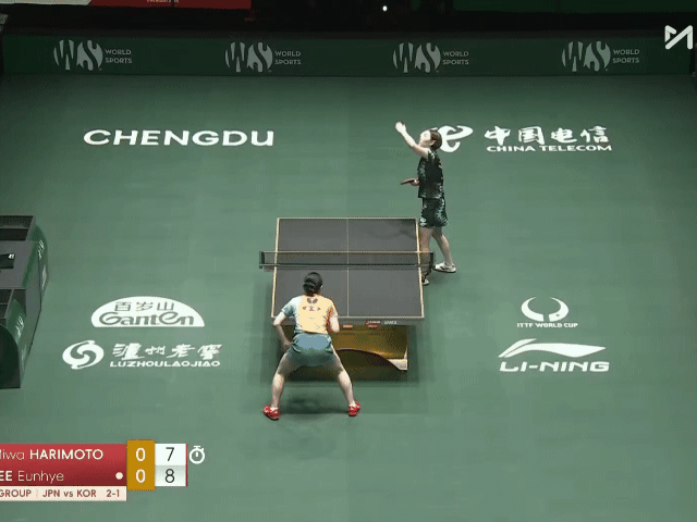 2025年国际乒联成都混合团体世界杯李恩慧这球正好发了个擦边