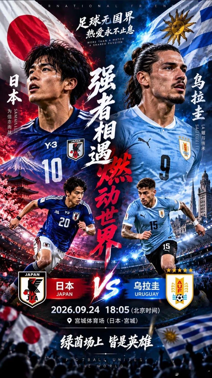 日本练兵乌拉圭试阵，这场非要分个高低有意义吗？赛事：001  国际赛球队：日本v