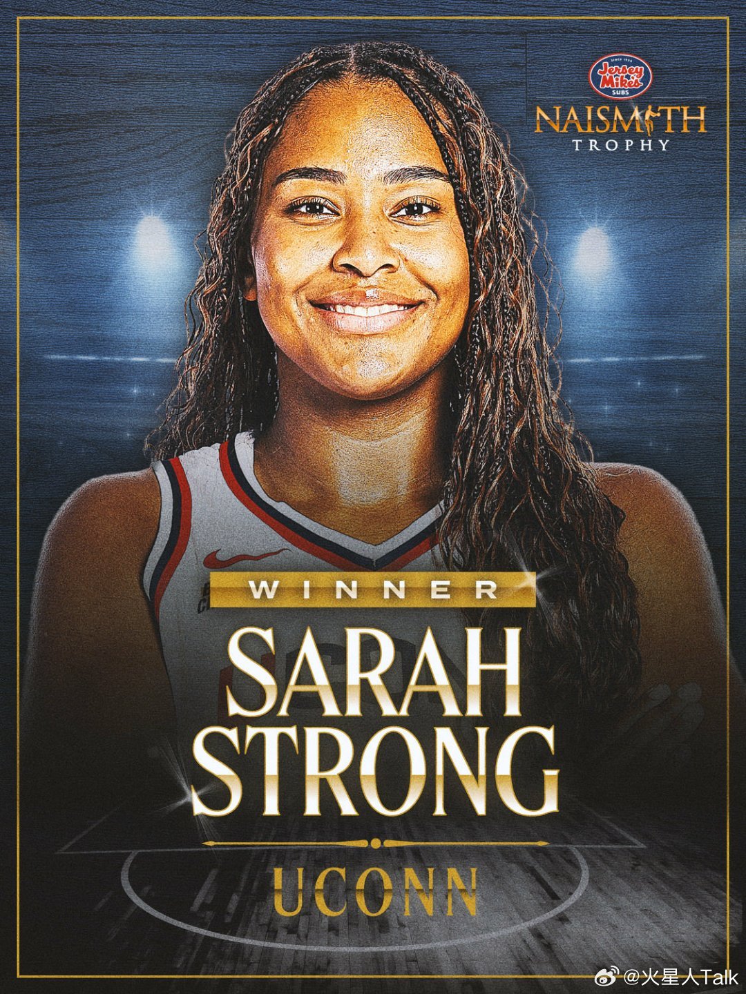 NCAA女篮 2026年奈史密斯大学女子篮球奖项公布。年度最佳球员：Sarah 