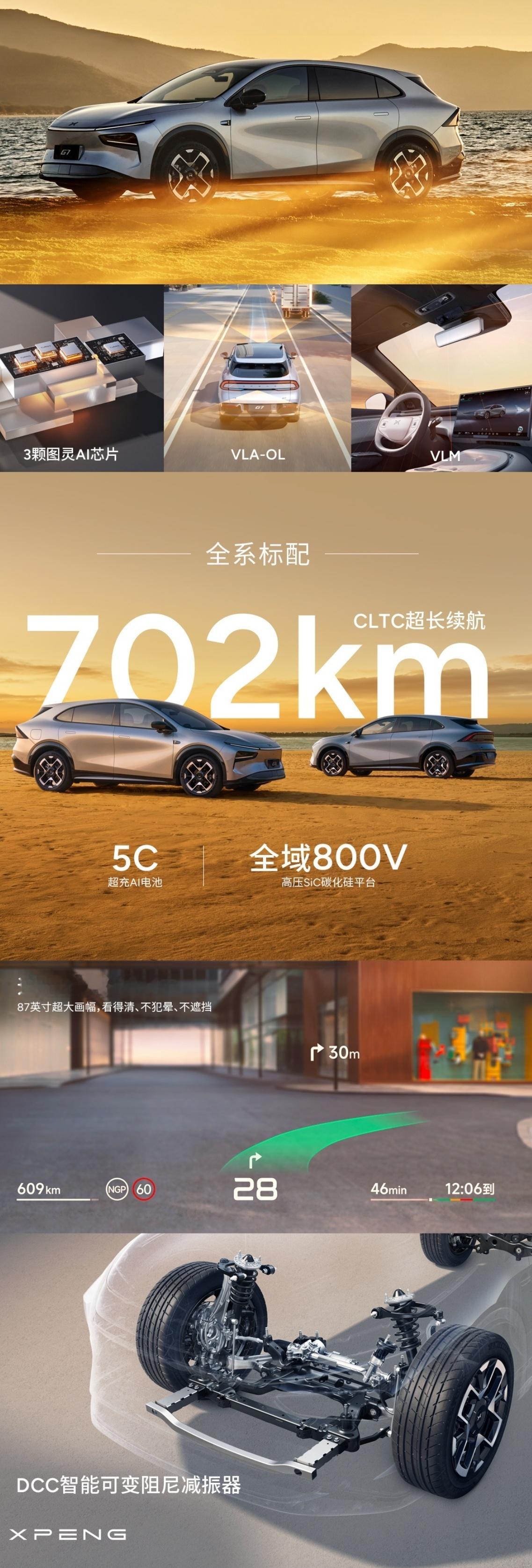 小鹏 G7 正式上市，一共有三个版本：-  702 超长续航 Ultra 版 2