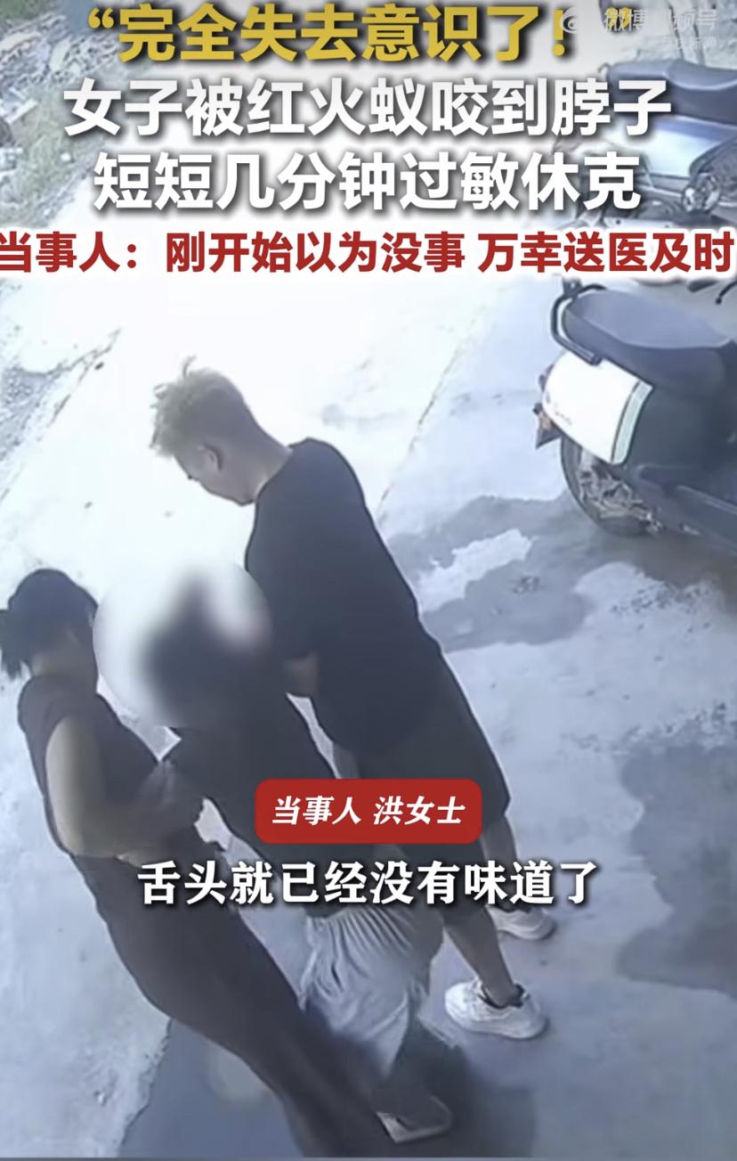 女子被蚂蚁咬后瞬间休克!舌头失灵心跳狂飙，医生:再晚几分钟就悬了
7月22日，广