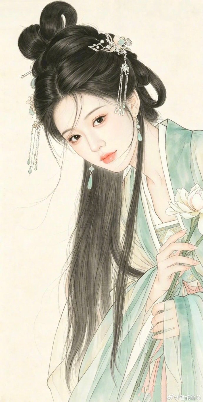 工笔画汉服古韵东方美人 