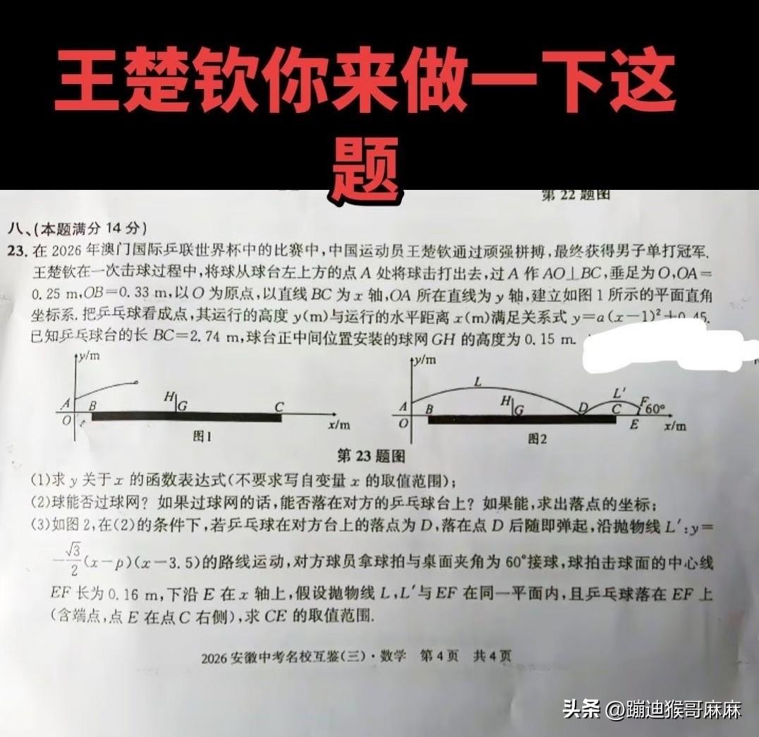 万万没想到！王楚钦孙颖莎出现在各科试卷上！对孩子们来说，这是送分题还是难度升级的