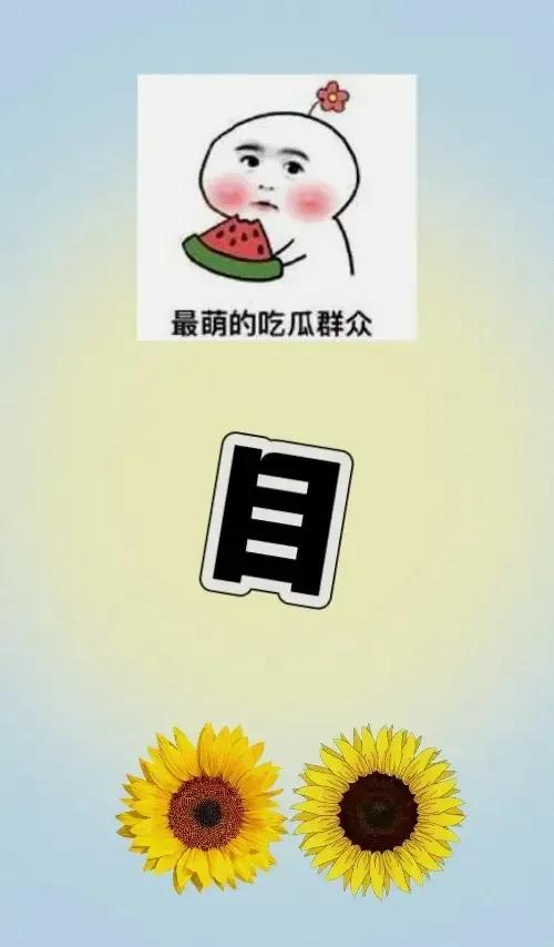 文字表情包 一个目字，两朵向日葵，打一成语———
这题我相信100%的友友都能猜