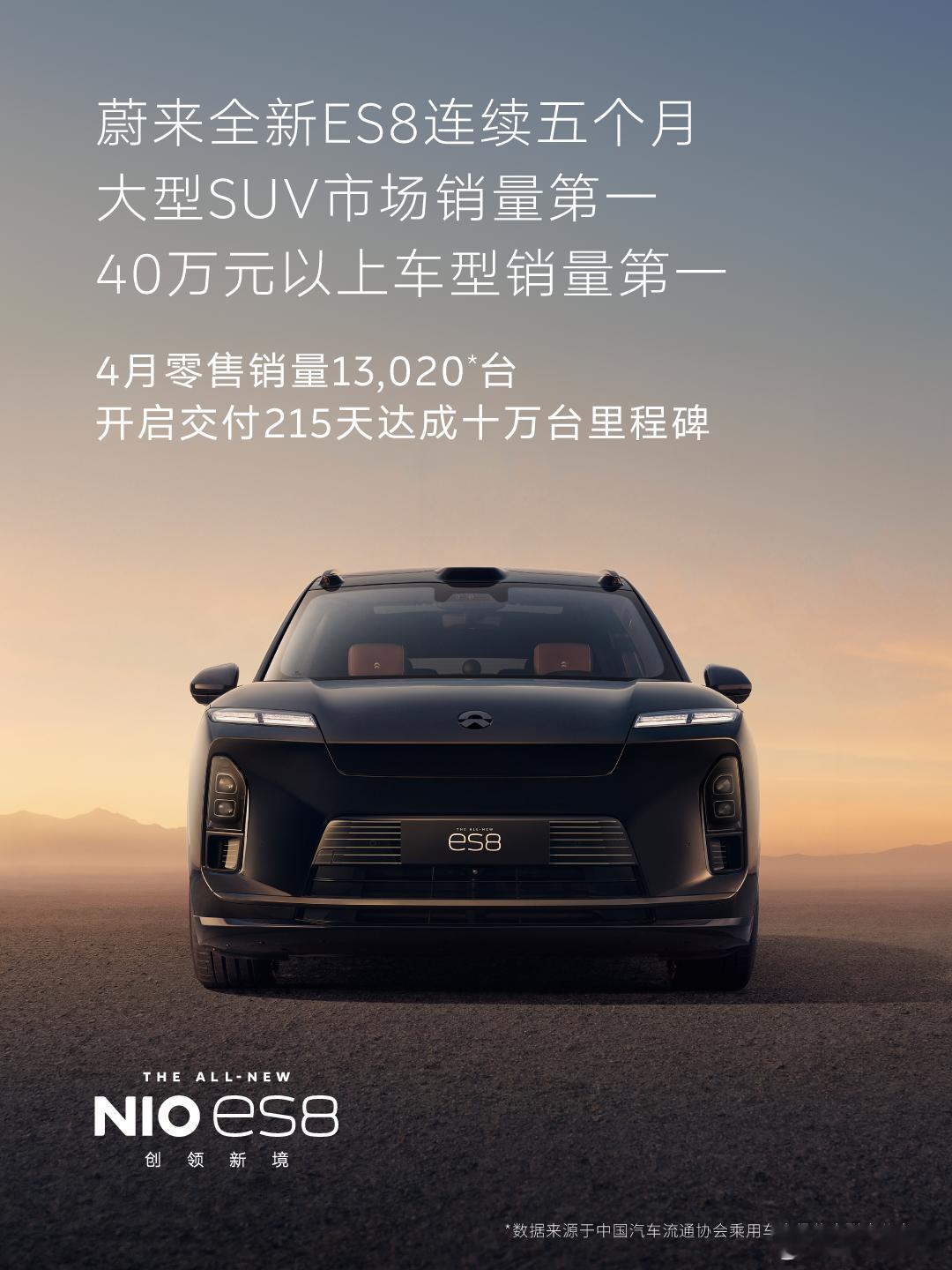 蔚来全新ES8连续五个月大型SUV市场销量第一不只是销量高，重点是持续稳定，这个