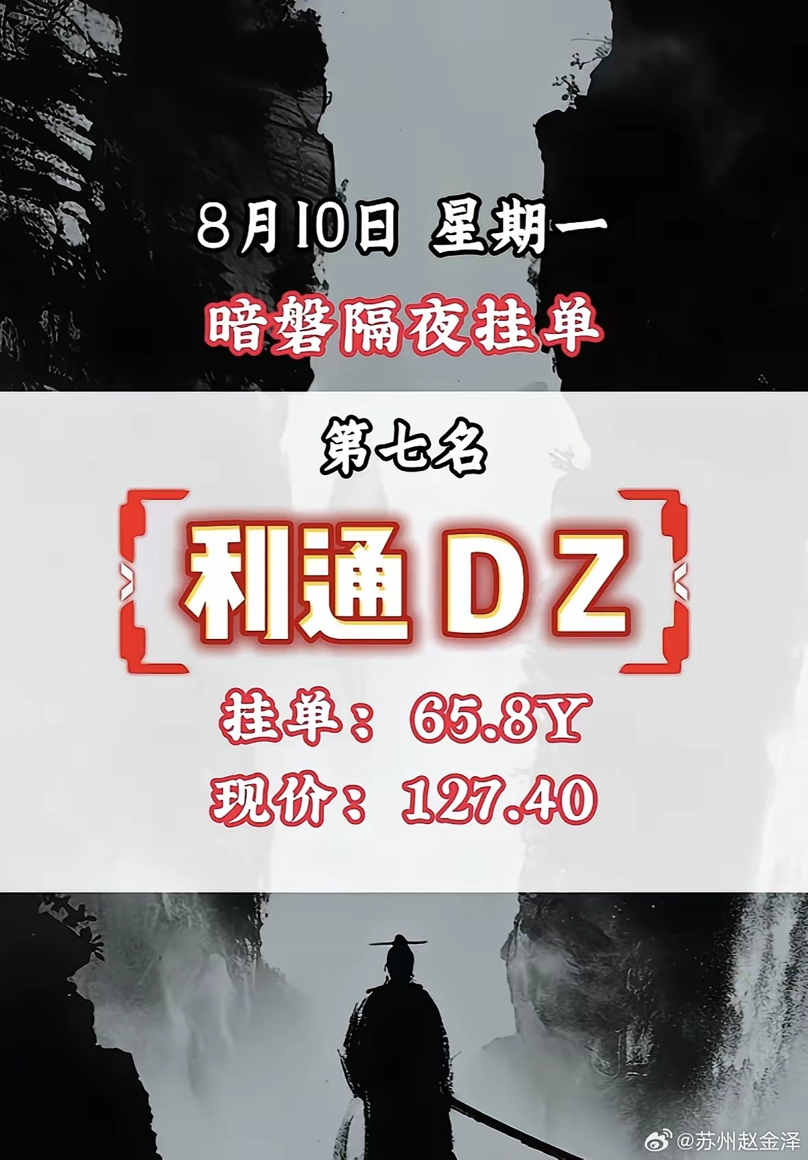 8月10日周一暗盘隔夜挂单排行榜，股票利通电子近期大涨。8月10日周一暗盘隔夜挂