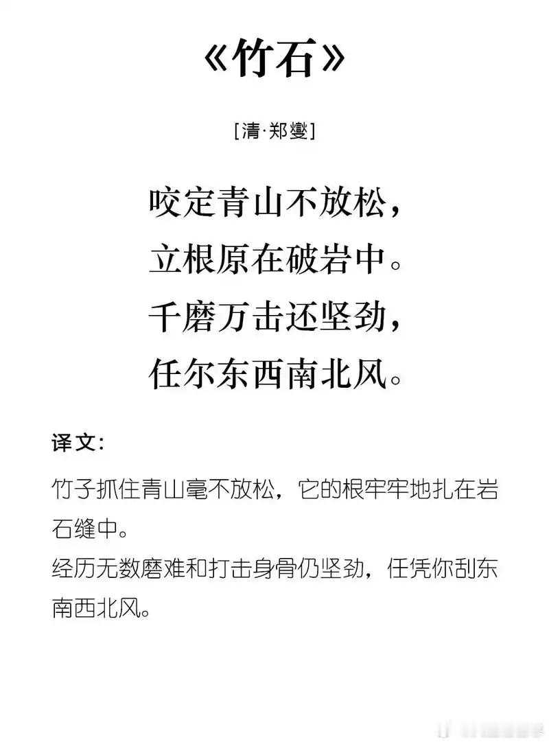 小隋赛后道歉令人心碎，后面还有比赛，现在不能说丧气话，把郑板桥的《竹石》送给隋文