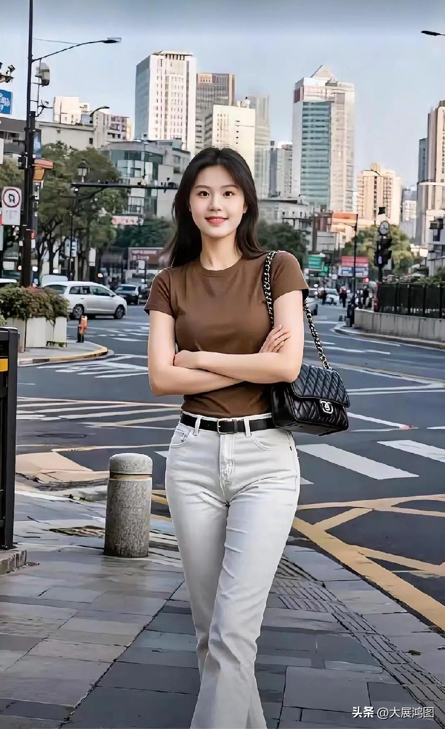 都市时尚少女，自信绽放微笑，奉上城市街头穿搭指南。时尚女生的穿搭 街拍女生穿搭 