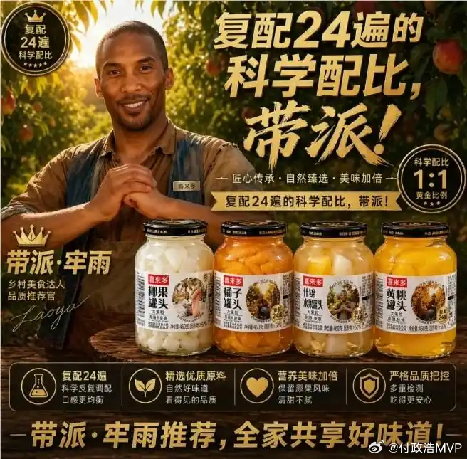 此前，河南焦作的一家食品公司擅自将科比AI合成人像用在了罐头上，广告术语也各种碰