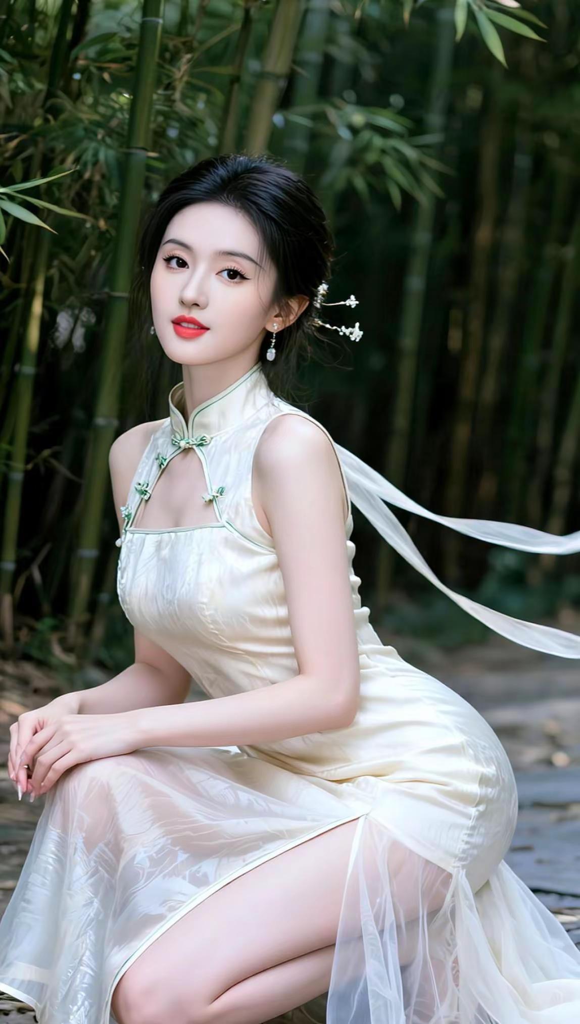 竹间旗袍照 ai创作