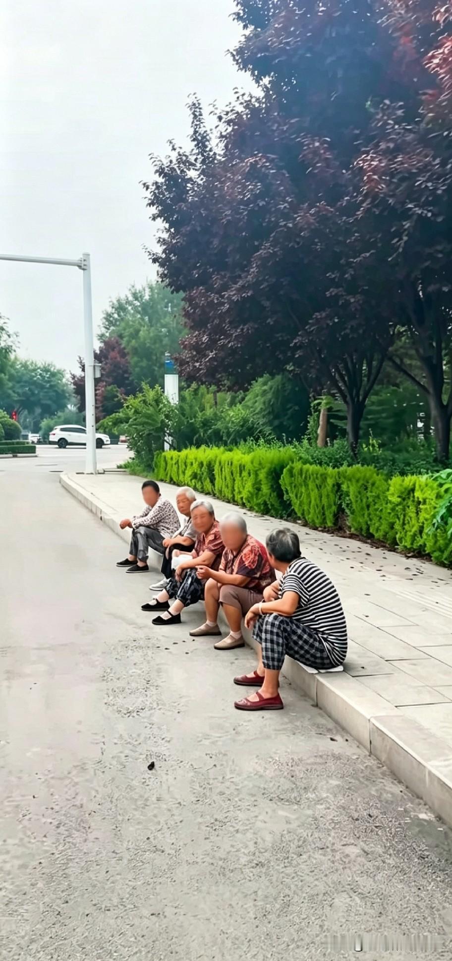 再光彩照人的姑娘，上了年纪后大多是相似模样：一头短发，身着花衣，在路边聚在一起闲