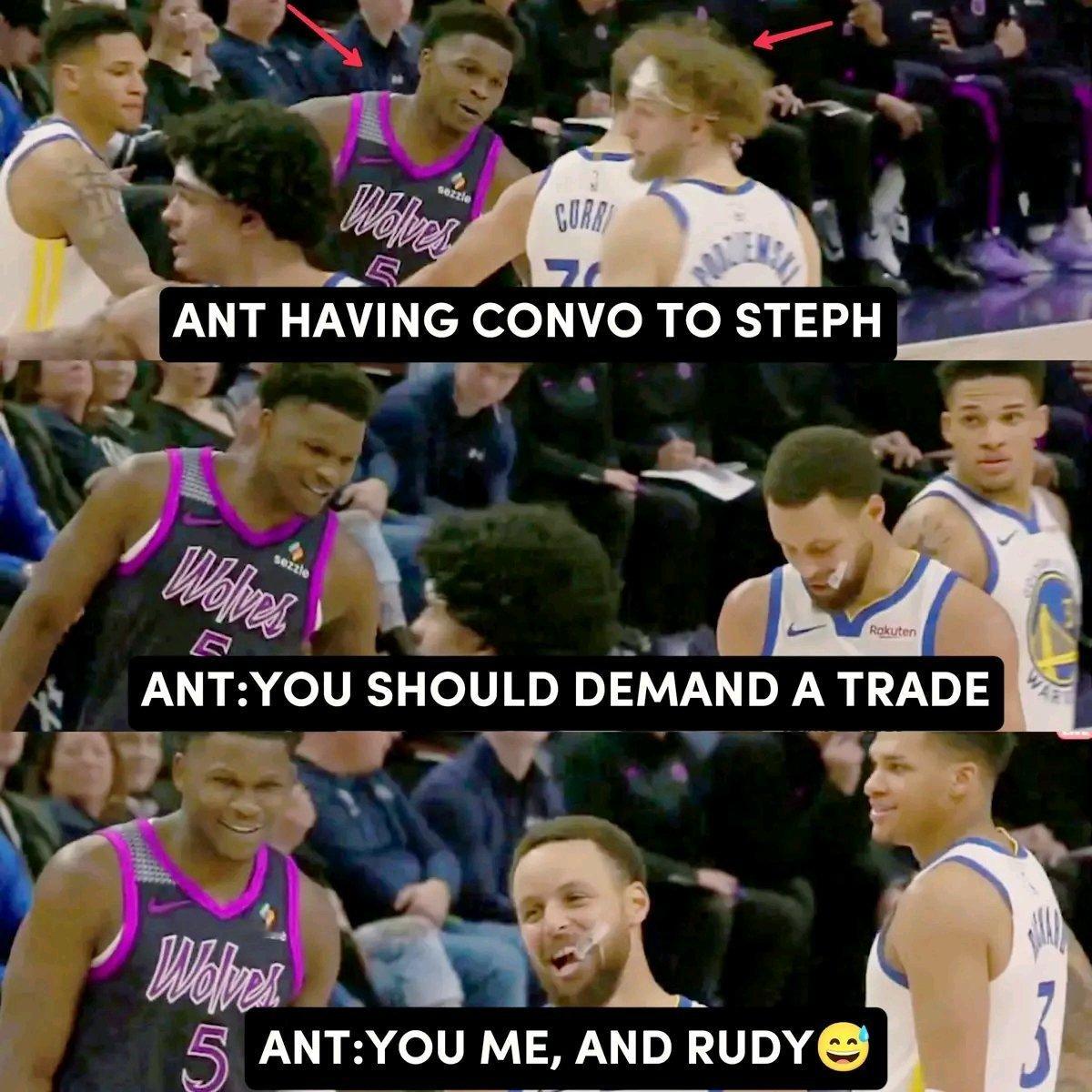 爱德华兹半开玩笑地对库里说要招募他，但当库里一听到戈贝尔的名字时，笑到停不下来 