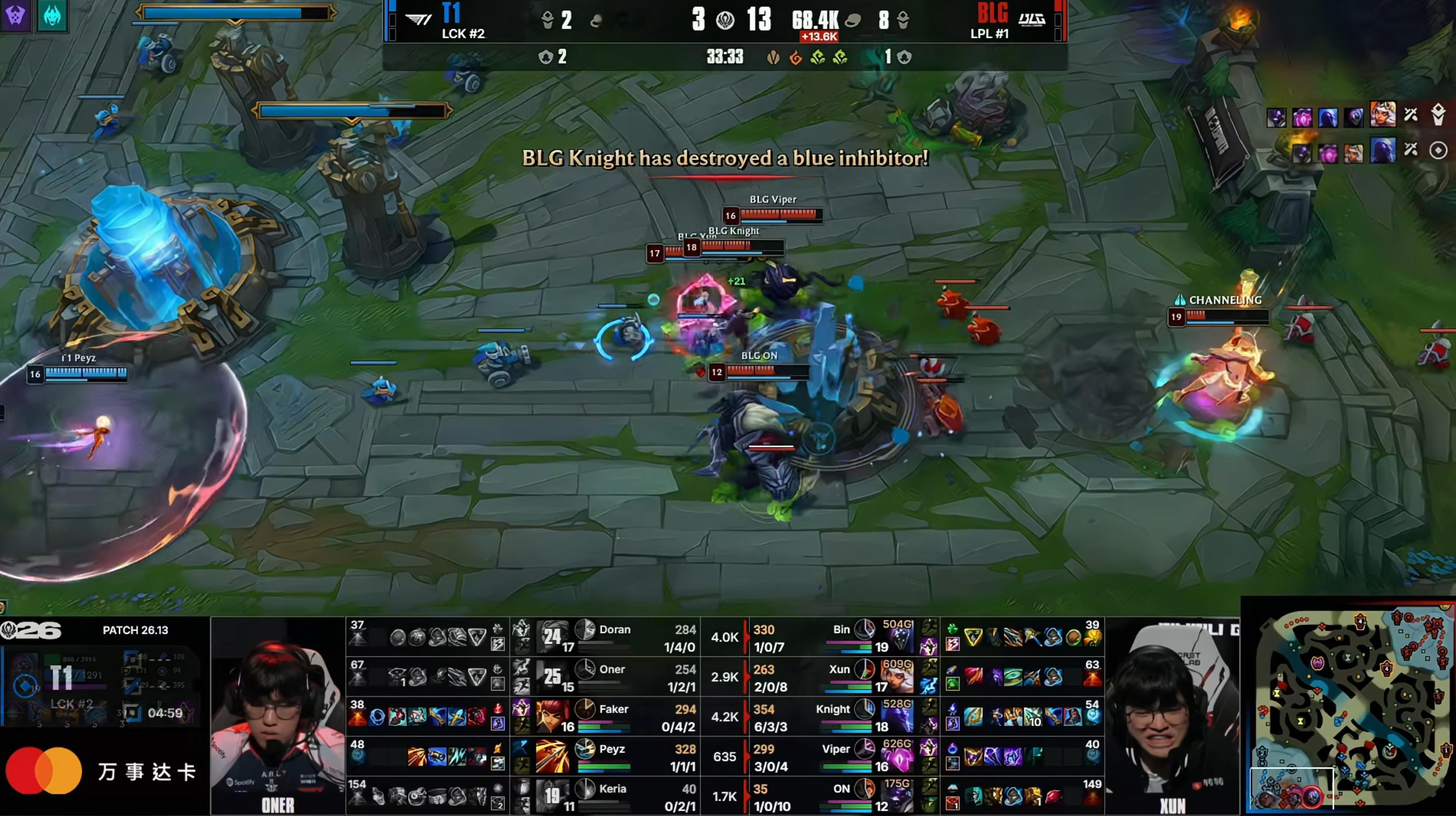 【BLG 2-1 T1】Bin和Knight在对线期就把经济完全拉开，中国队长连