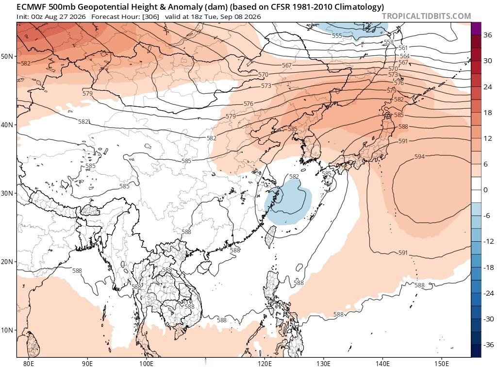 冷空气 EC中长期预报——9月上旬后期，西风带上有大尺度西风槽发展东移，槽后的冷