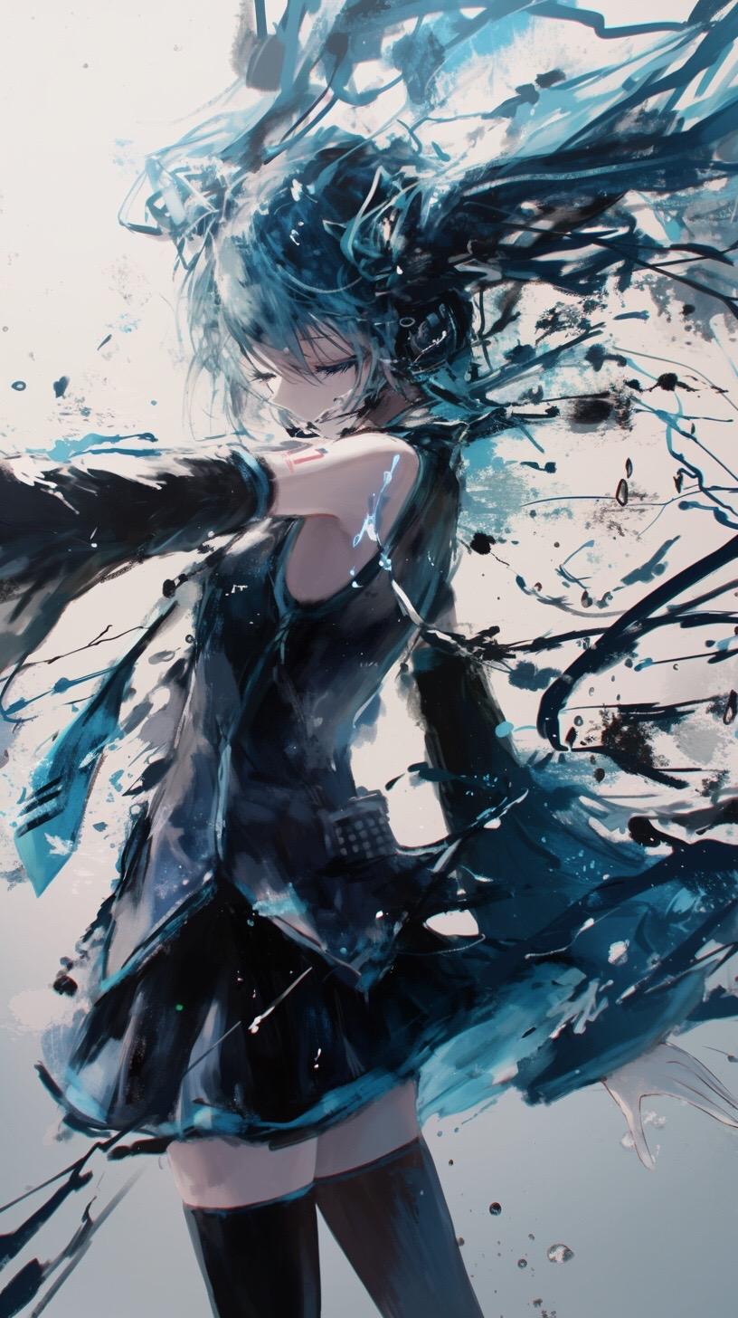 初音未来水墨画。#初音未来 #vocaloid #水墨画 #aigc #人人都是