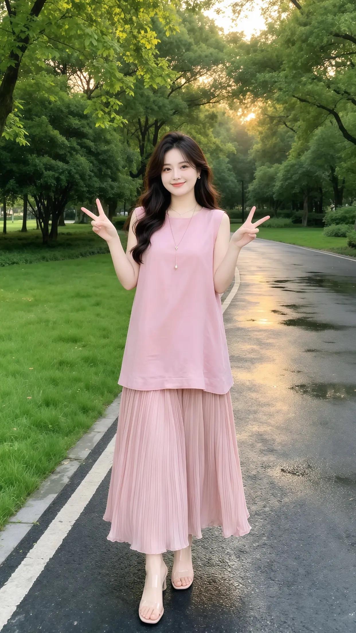 分享夏季韩系穿搭 女生不费力的夏季穿搭 粉色长裙温柔风 初夏穿搭 今日分享温柔通