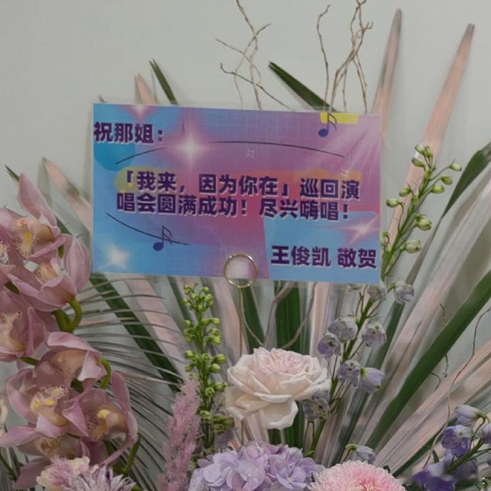 王俊凯那英梦幻联动 谁的青春联动了！王俊凯为那英演唱会送上应援花篮，真挚祝福，温
