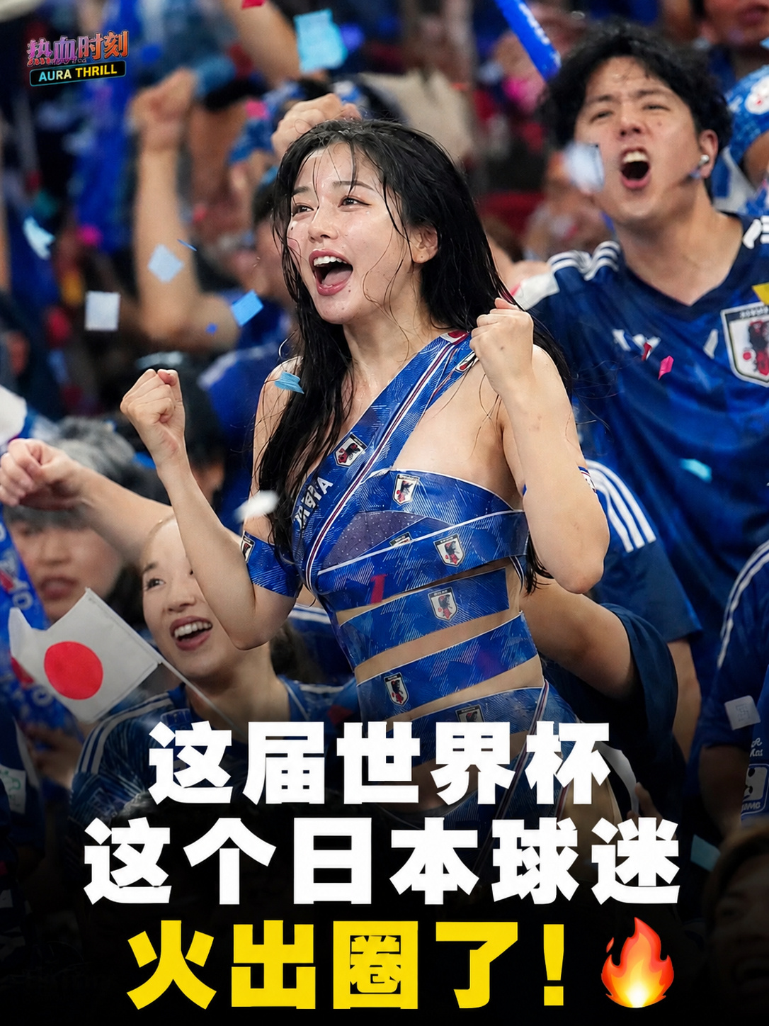 在日本vs突尼斯的比赛中，这个身缠胶带的球迷一夜爆火 