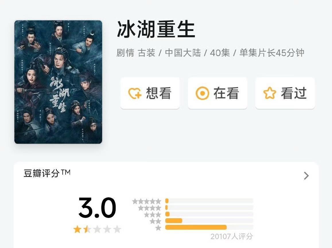 冰湖重生豆瓣降至3.0冰湖重生算扑吗《冰湖重生》豆瓣3.0分，今年目前为止豆瓣最