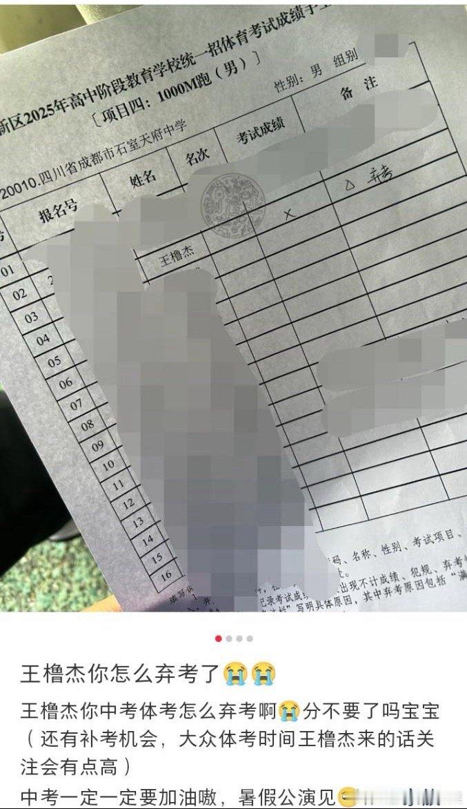 tg 王橹杰体育弃考 ​​​