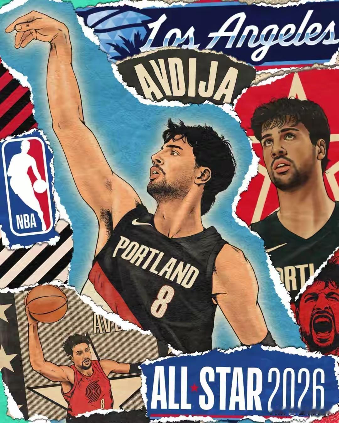 波特兰开拓者的阿夫迪亚，凭借着自己的努力表现，成功闯入全民星[比心]