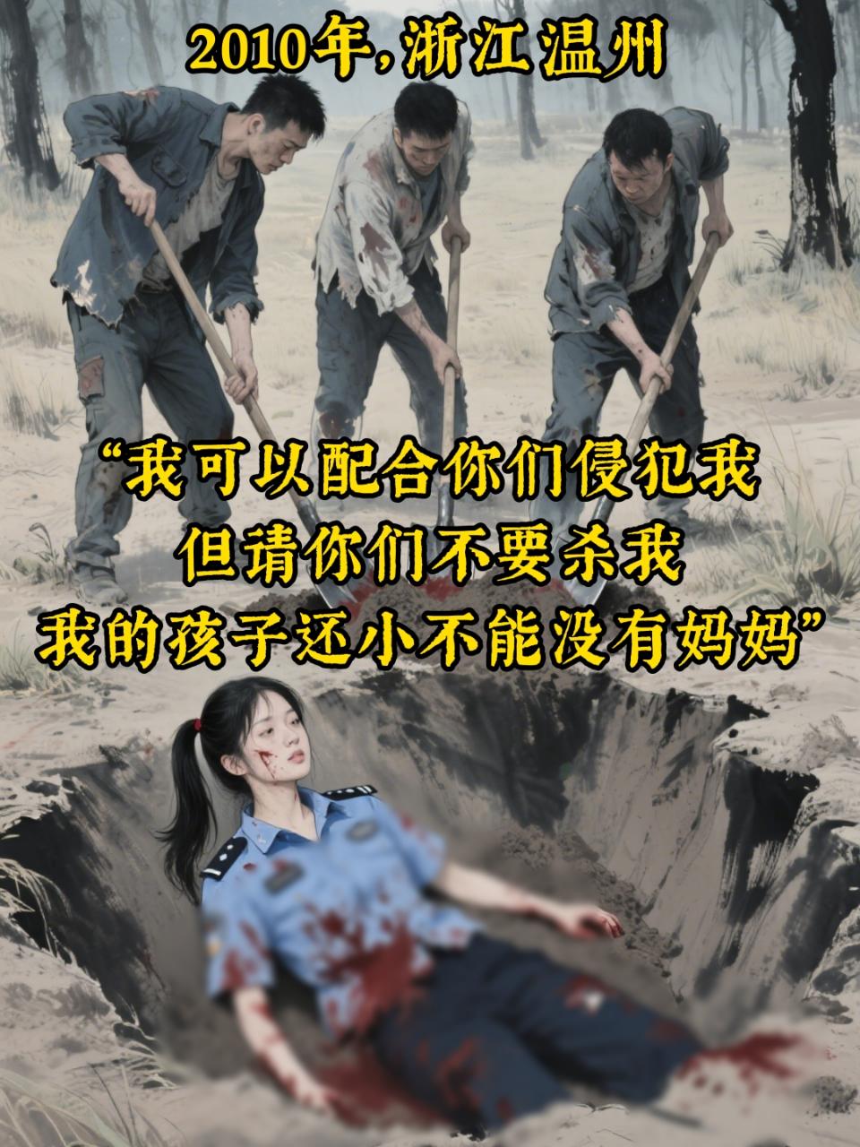 浙江温州警花被3名暴徒侵犯活埋。