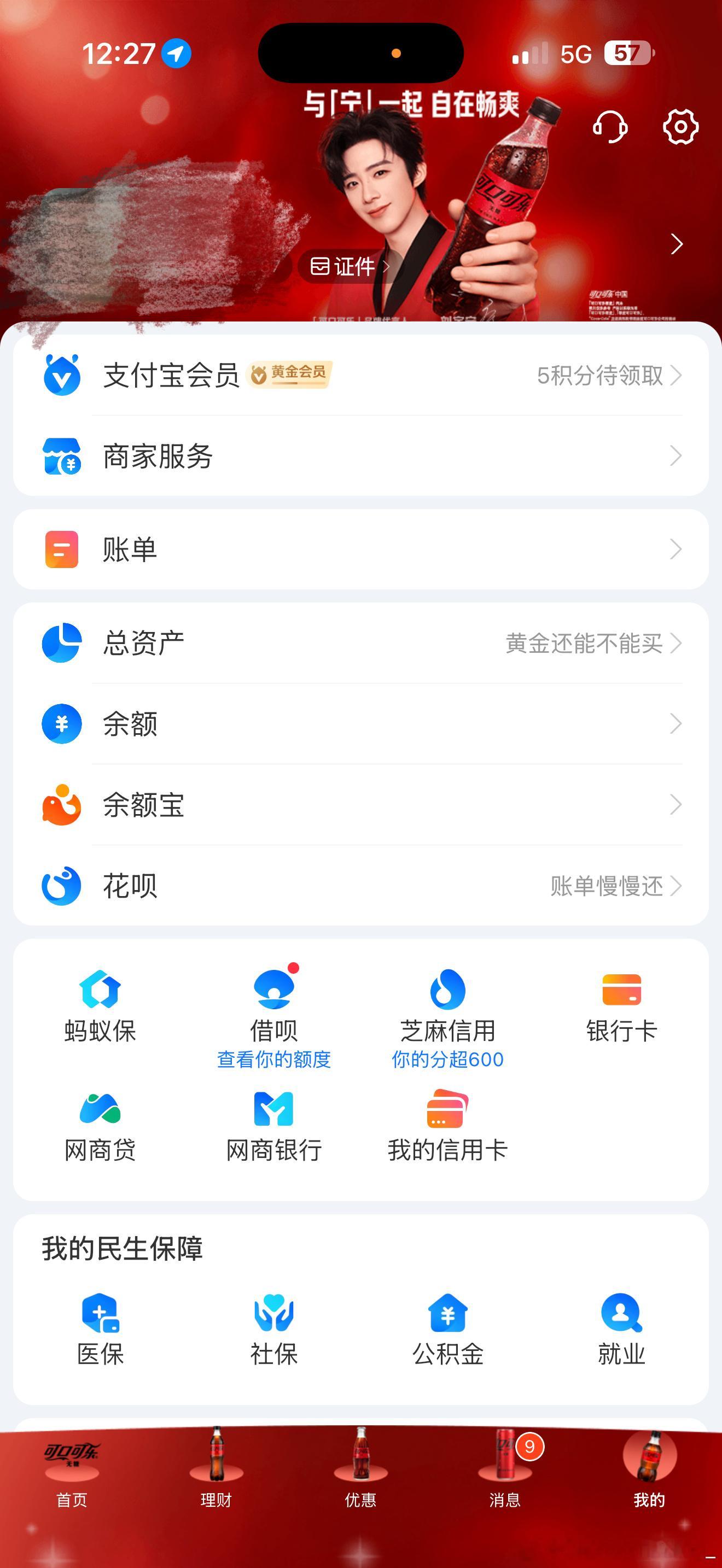 get新支付宝皮肤咯嘿嘿 每天都能看到我家宇宁了嘿嘿嘿刘宇宁可口可乐品牌代言人刘