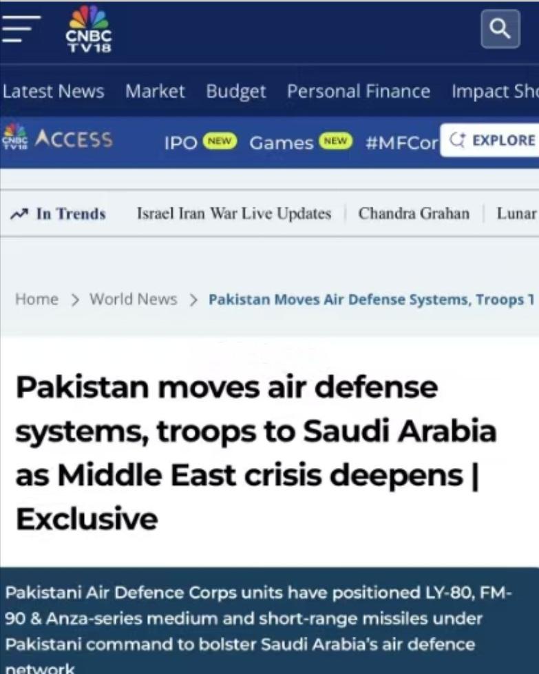 巴基斯坦下场了。

巴基斯坦把中械防空部队，LY-80,FM-90等装备开去沙特