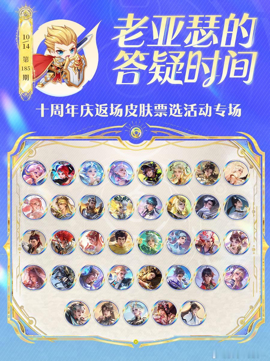 王者十周年返场皮肤票选十周年返场投票即将开启！40余款限定皮肤进入票池，孙策-乘