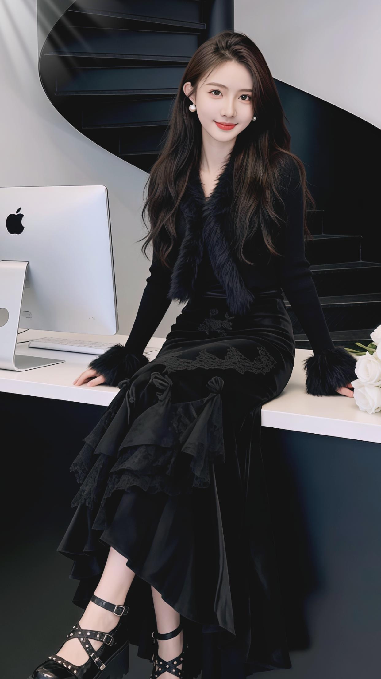 穿搭 時尚 黑色系 鱼尾裙 半身裙