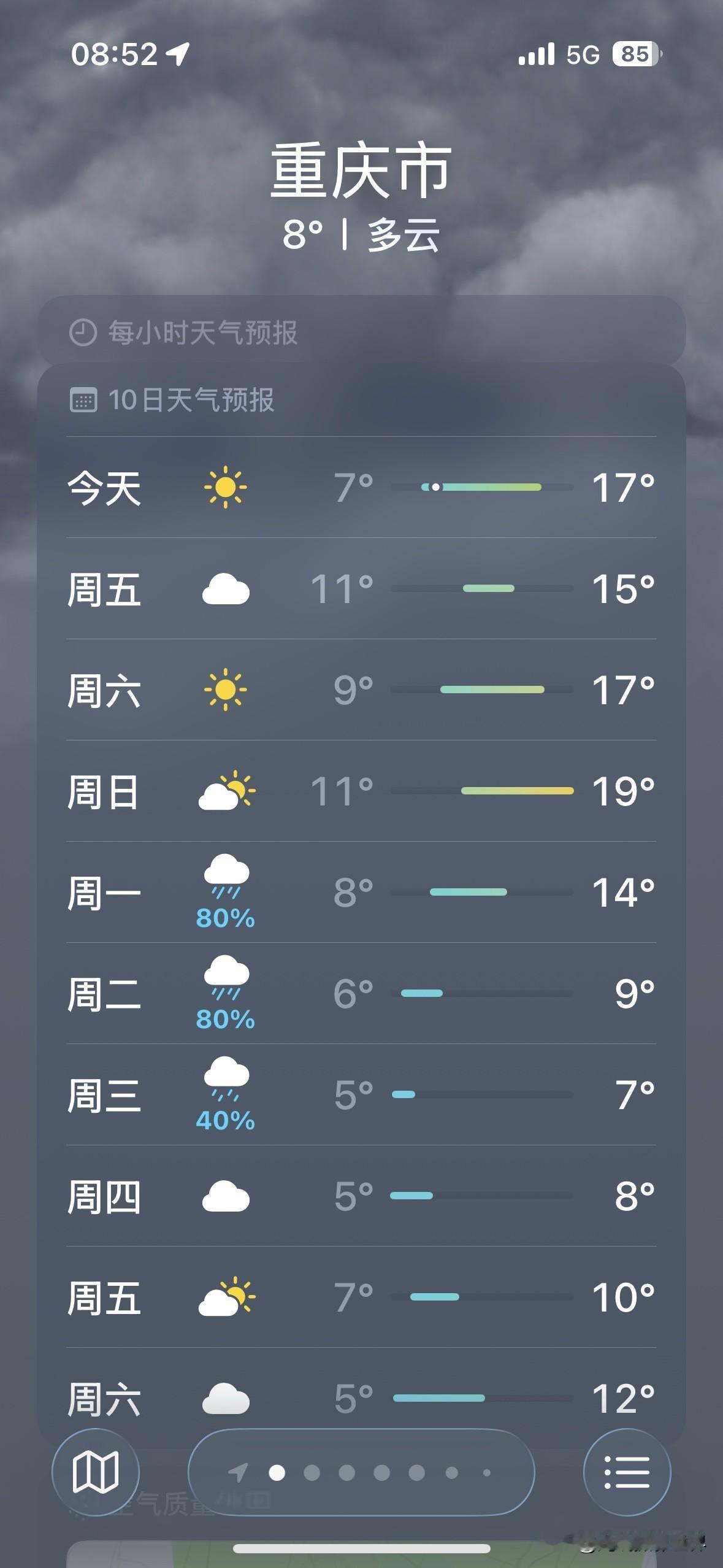 重庆，真的要大降温啦！1月19日，重庆开始降雨降温，超强冷空气将会速冻重庆主城区