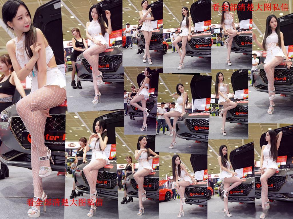 车展上的白短裙白网袜车模... ​​​
