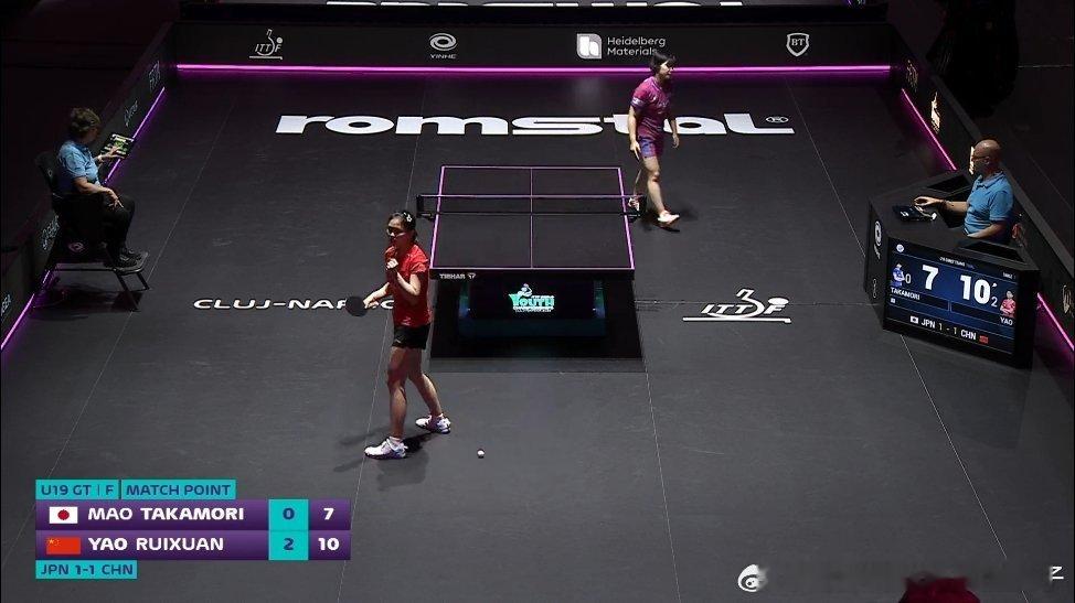 姚睿轩3比0高森爱央（9，8，7）第四盘：覃予萱VS青木咲智中国队二比一日本队2