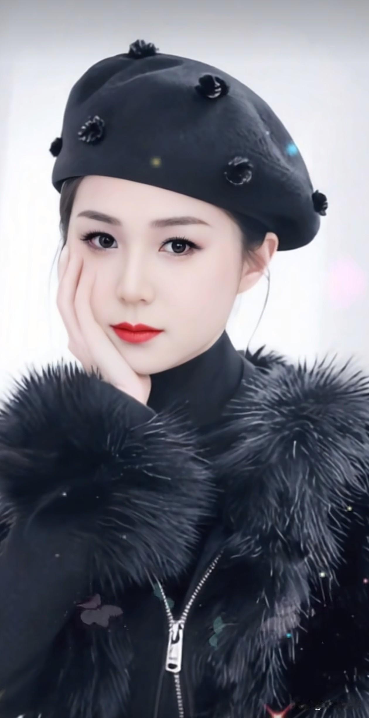 这顶黑色毛绒贝雷帽真的绝了，戴上瞬间气质拉满，简约高级感扑面而来！