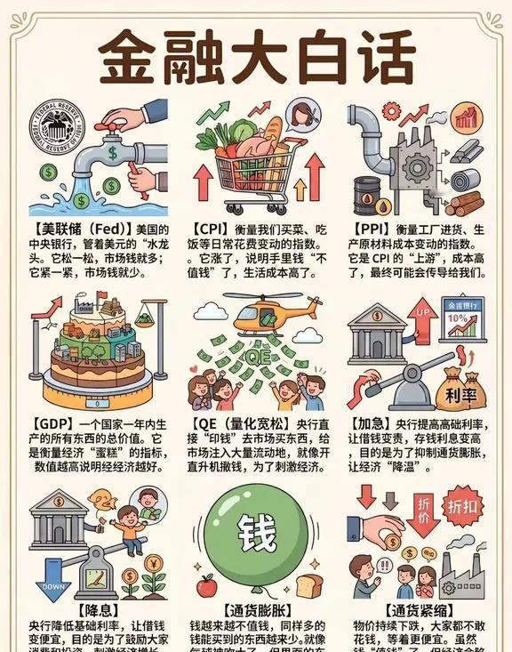 金融小白必看 9 个金融术语大白话版
【美联储 (Fed)】💸
美国的中央银行