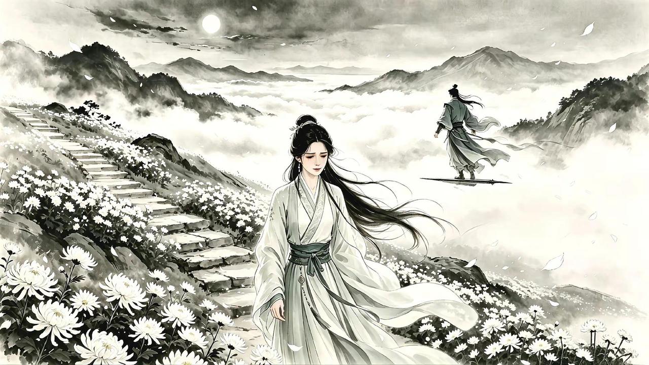陈师姐之殇。白菊山。漫山遍野的白菊在风中摇曳。陈巧倩站在那里，手里捧着那件亲手缝